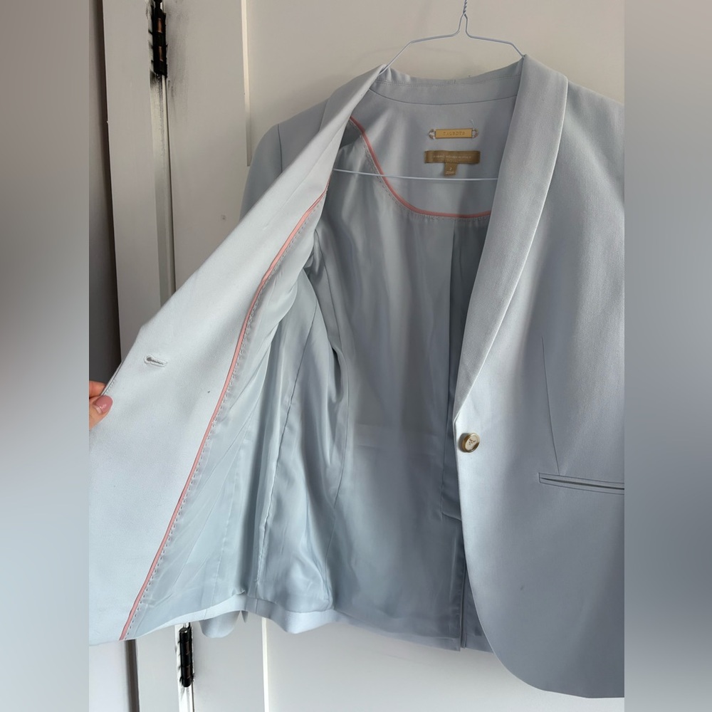 Talbots Italian luxe double cloth single button baby blue blazer size 2 - Picture 8 of 13